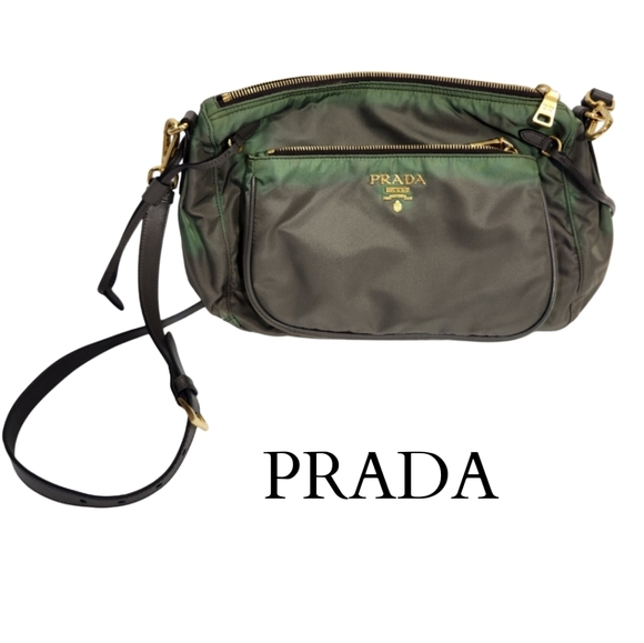 Prada Authentic nylon crossbody messenger bag ombre style green army green - Picture 1 of 16